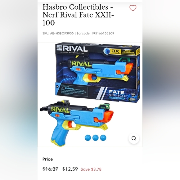 Nerf Rival Fate XXII-100 Dart Blaster Gun - Picture 3 of 3